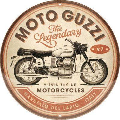 Moto Guzzi Logo Okrągły Tłoczony Szyld Plakat Reklama 35cm